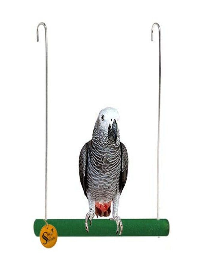 Sage Square Playful Natural Perch Wood Swing Toy Cage Hanging Platform, Climbing, Training, Workout Sand Perch for Birds (Large) (Pack of 2) - Image 2
